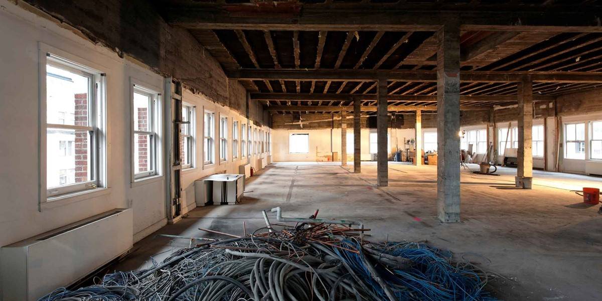 The ongoing Soft Demolition of an under construction building's interior.